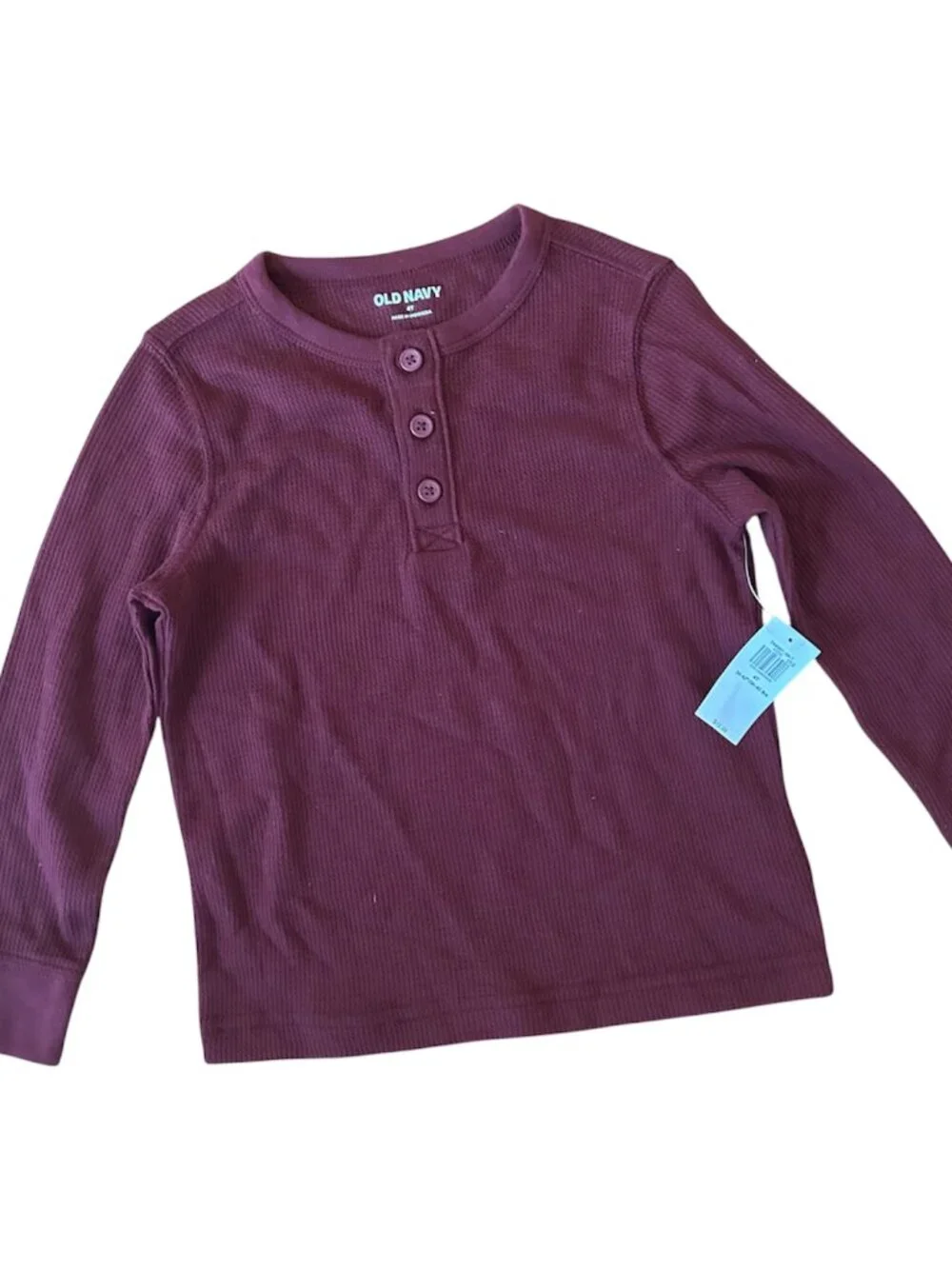 NWT Old Navy Long-Sleeve Thermal Knit Henley T-Shirt Toddler Boys Size 4T New